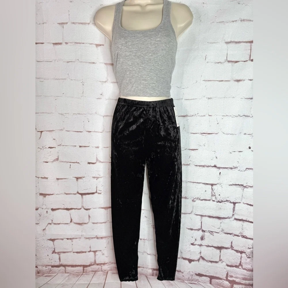 CAPELLI Black Crushed Velvet Leggings Elastic Waist Girls Size L NEW WITH TAG - Picture 2 of 13